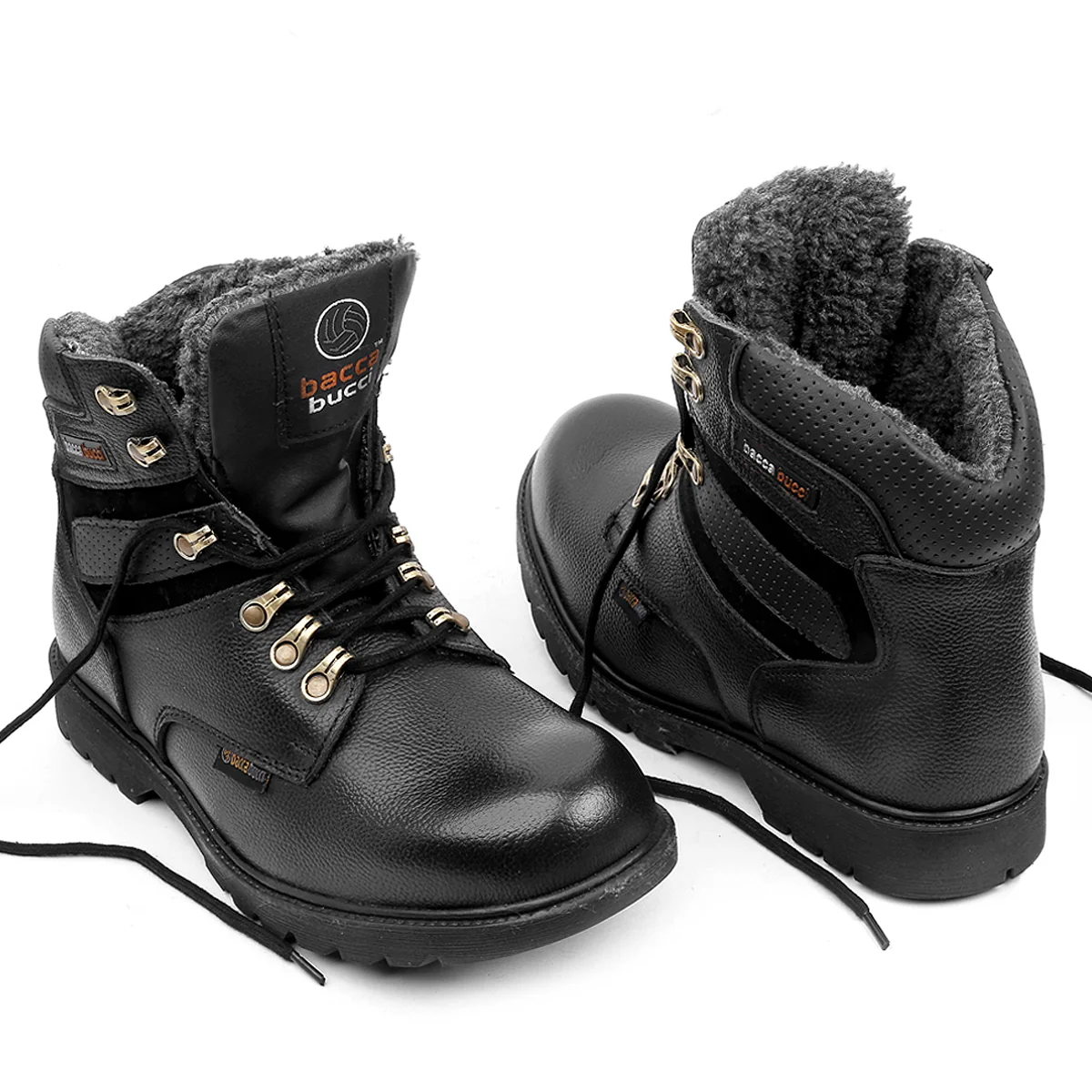Bacca Bucci 6 Inches Steel Toe Cap Genuine Leather Boots with Fur - Image 15