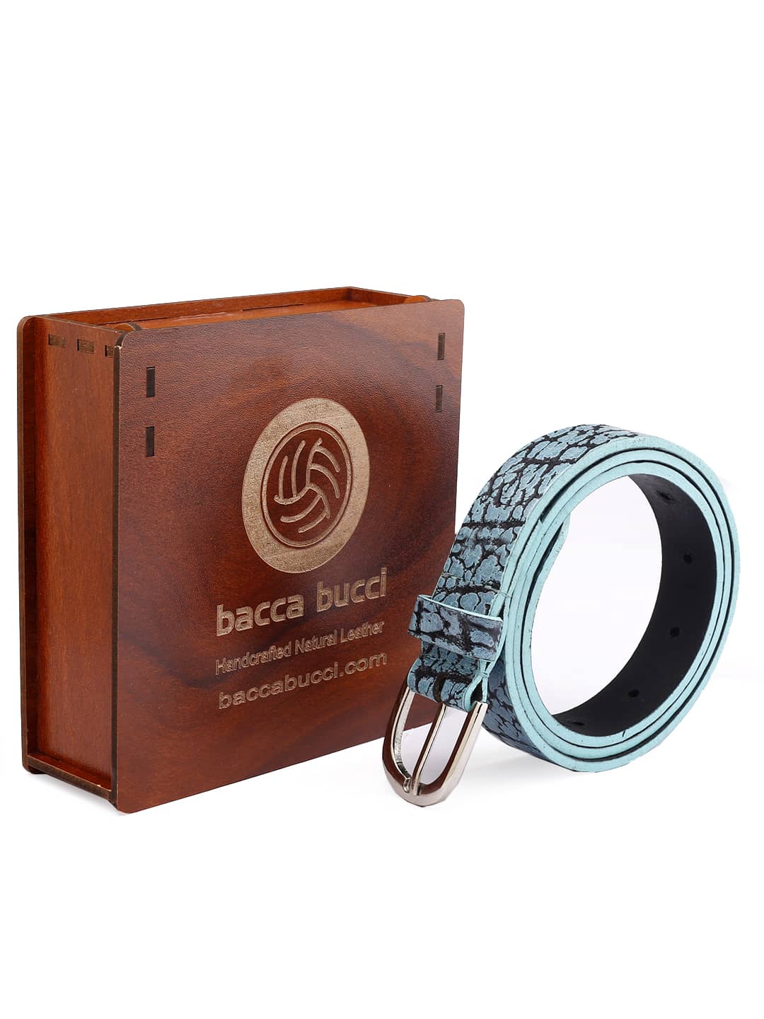Bacca Bucci Azure Serpentine 22mm Textured Fashion Belt for Women, Genuine Leather - Image 7