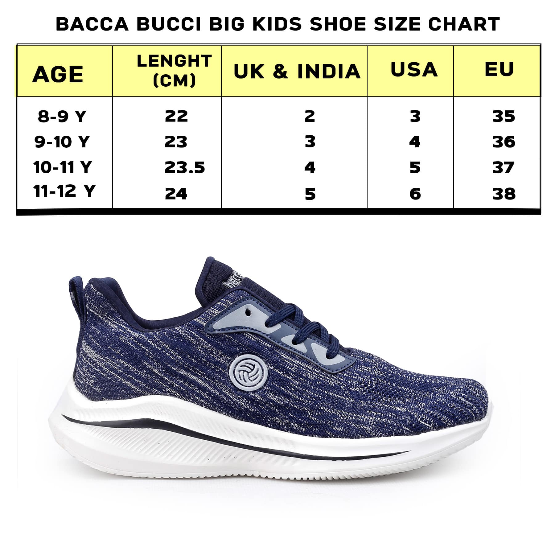Bacca Bucci Boys or Girls Essential Knit Running Sports Shoe (Age: 8 year to 12 years) - Image 20