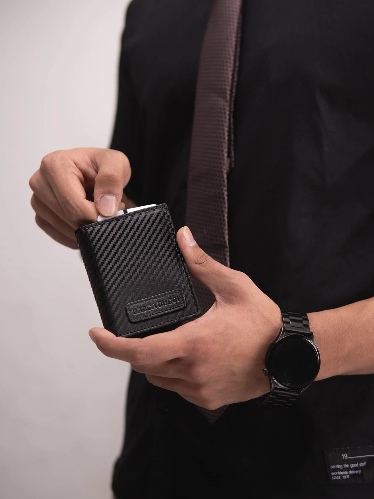 Bacca Bucci CarbonEdge Leather Wallet with Metal Money Clip