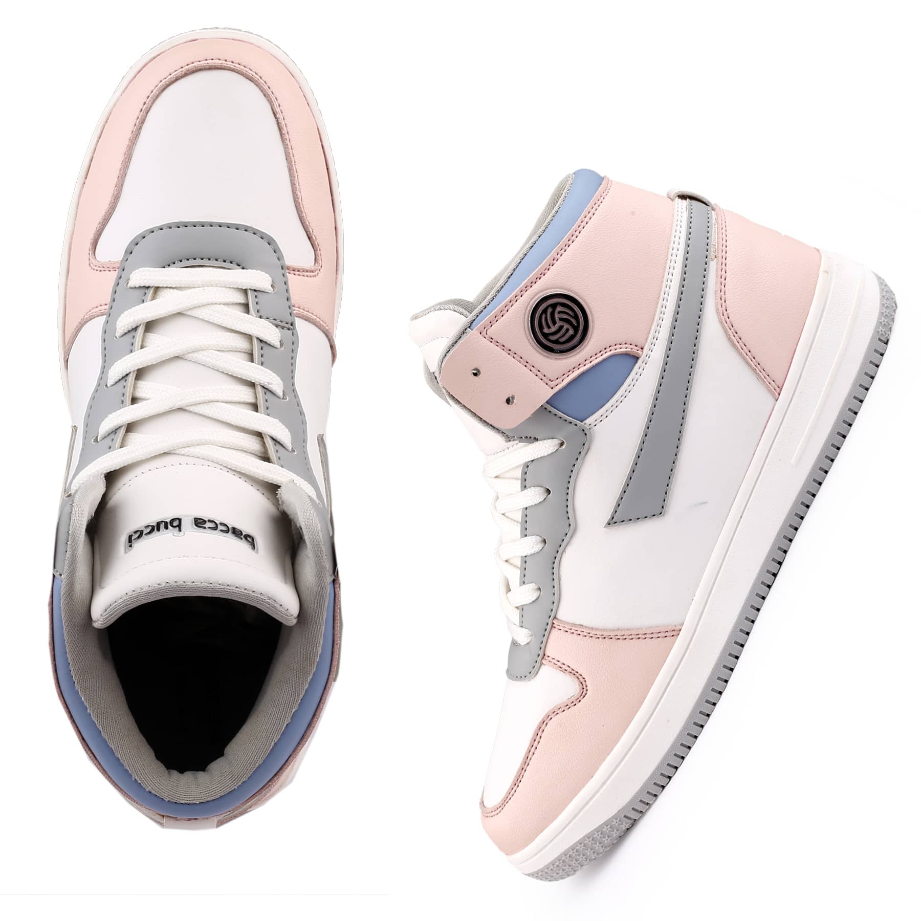 Bacca Bucci Femme High-Top Harmony Sneakers—Elegant Pastel Blue and Pink Women's Lace-Ups - Image 7