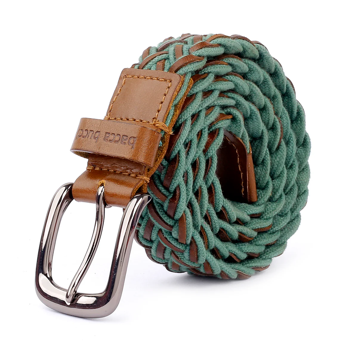 Bacca Bucci Italian Woven leather and Cotton Elastic braided belt for men with Alloy buckle - Image 3