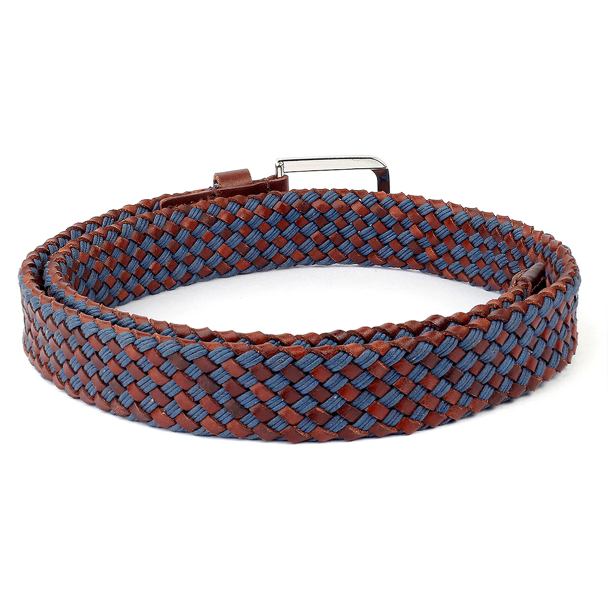 Bacca Bucci Italian Woven leather and Cotton Elastic braided belt for men with Alloy buckle - Image 5