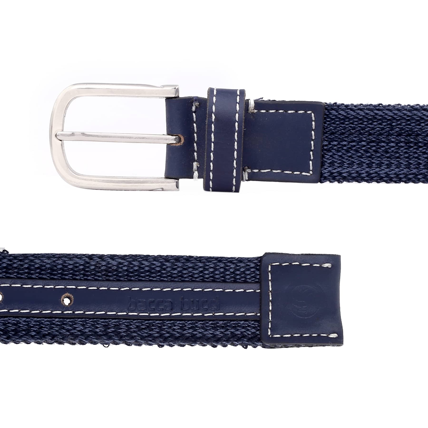 Bacca Bucci Men's Comfort Stretch Casual Fabric Belts-BLUE - Image 6