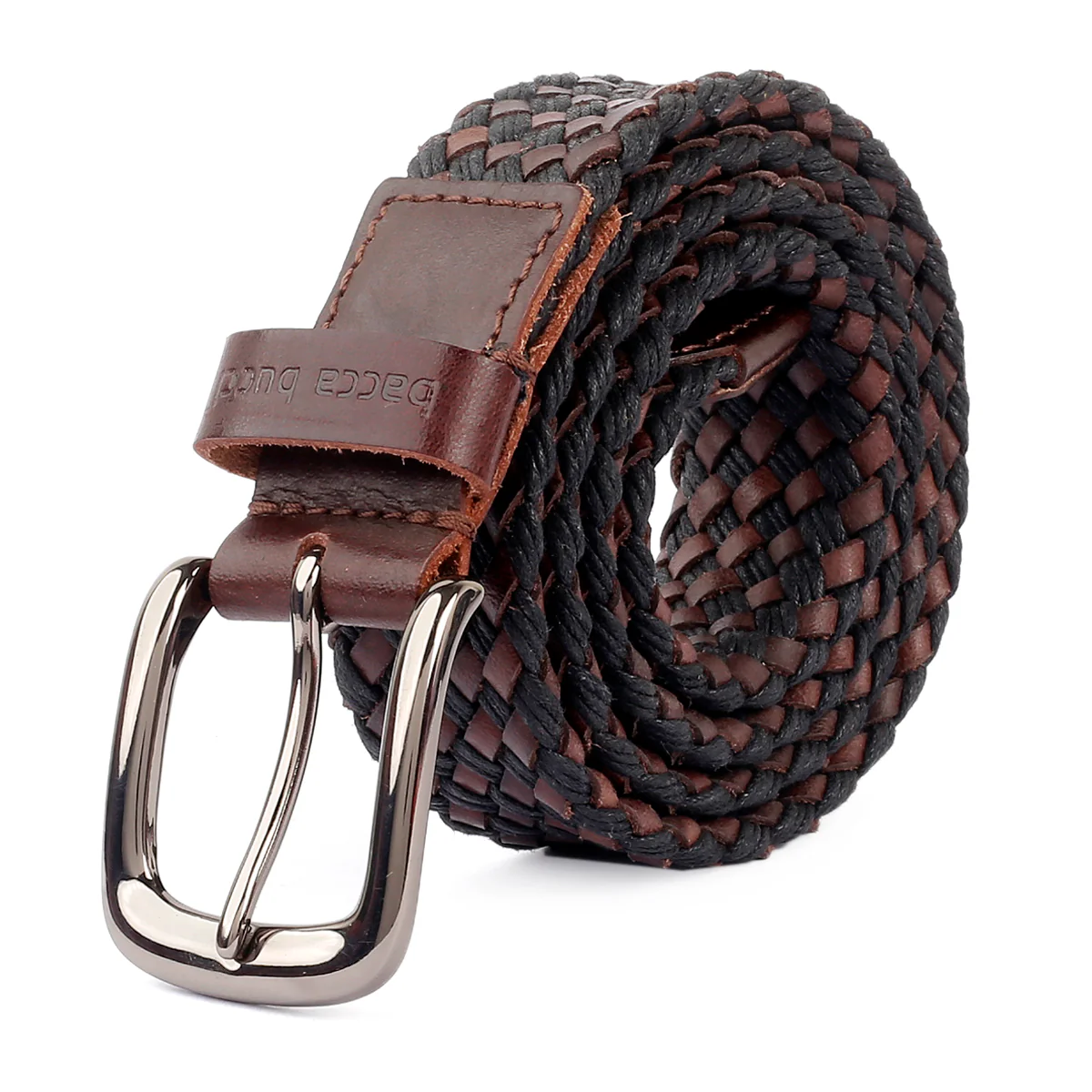 Bacca Bucci Italian Woven leather and Cotton Elastic braided belt for men with Alloy buckle - Image 3