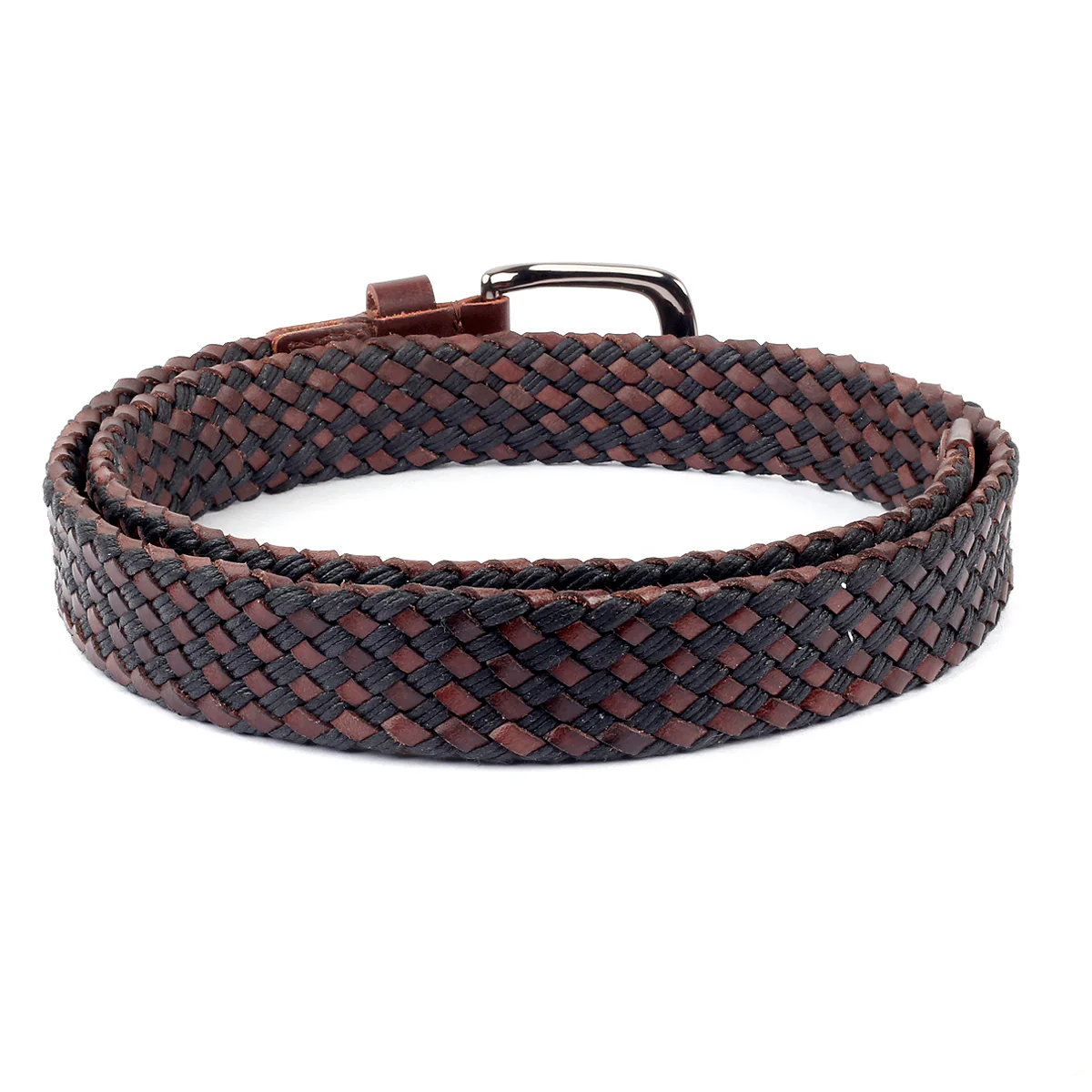 Bacca Bucci Italian Woven leather and Cotton Elastic braided belt for men with Alloy buckle - Image 5