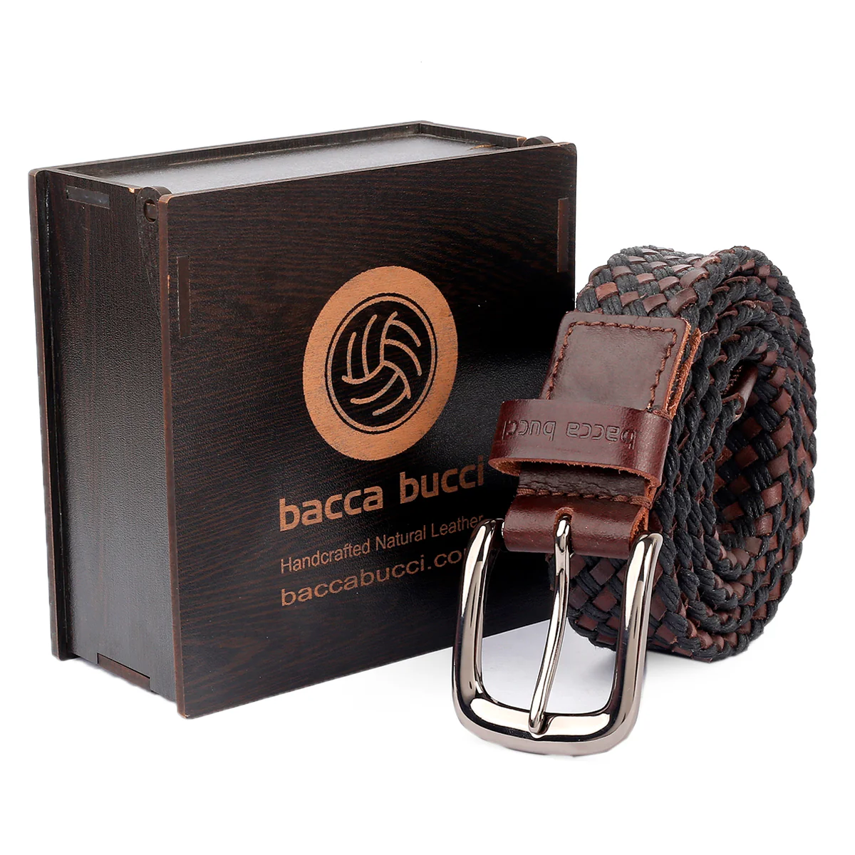Bacca Bucci Italian Woven leather and Cotton Elastic braided belt for men with Alloy buckle - Image 6