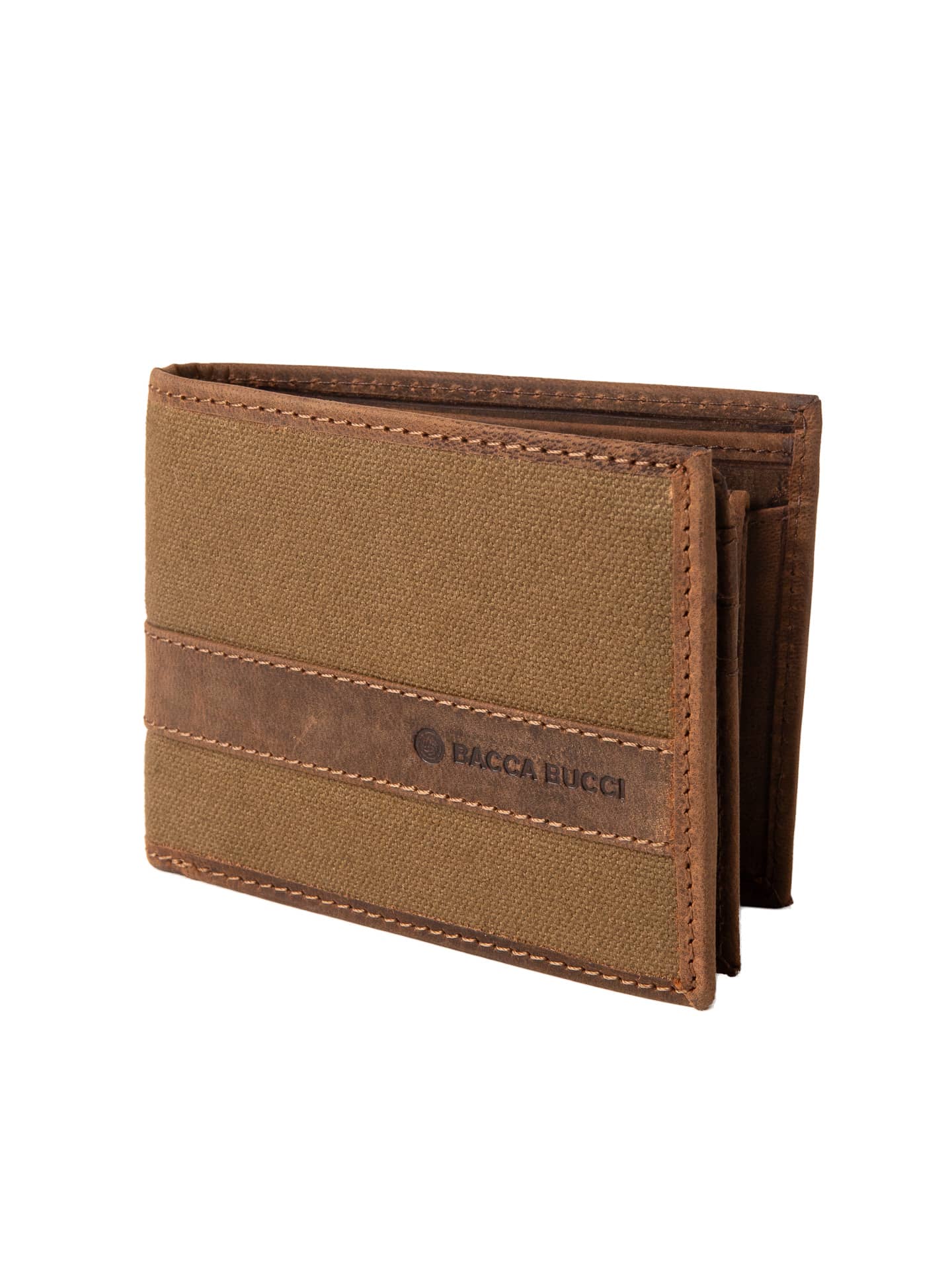 Bacca Bucci Rustic Rover Leather & Canvas Wallet - Image 4