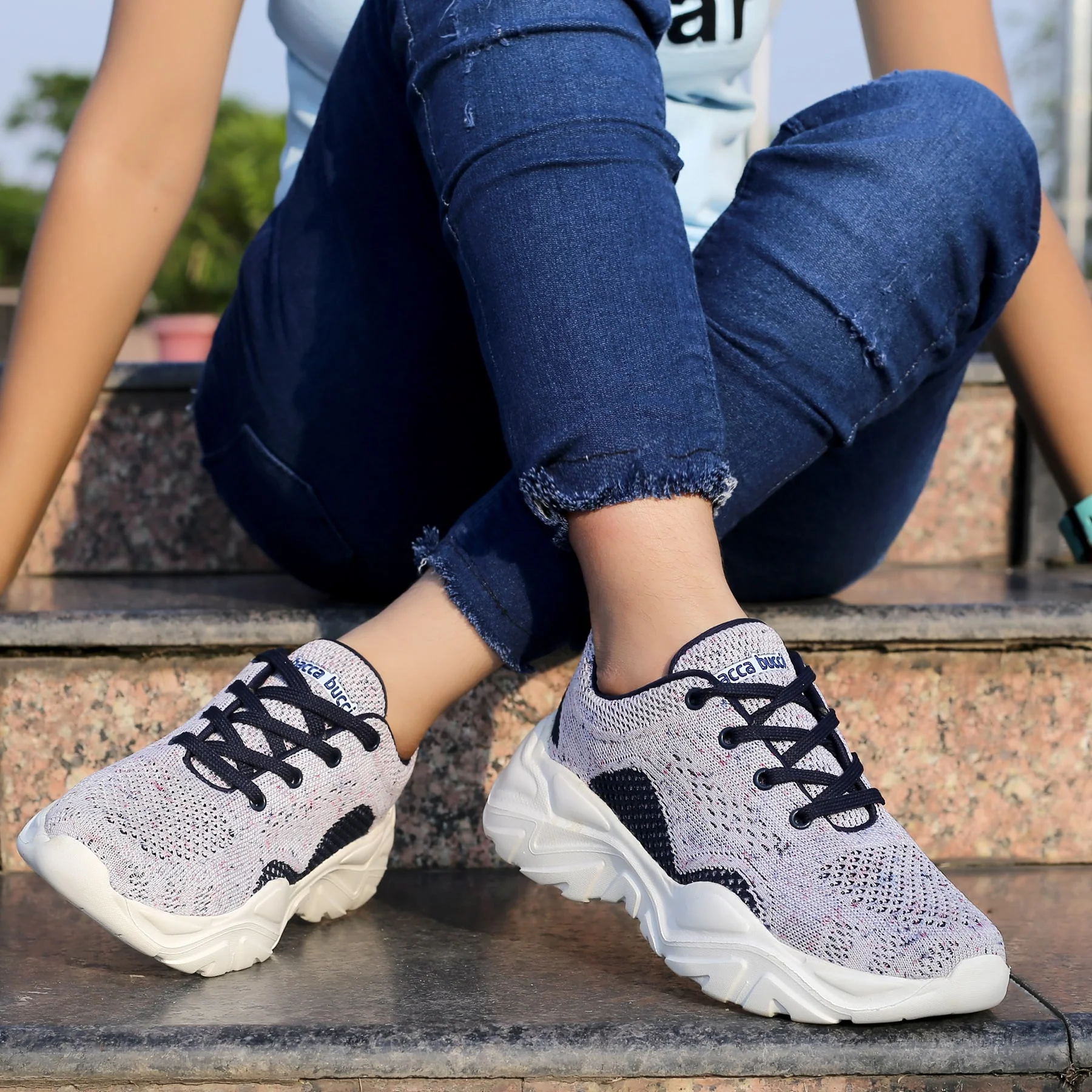 Bacca Bucci Women CHARLOTTE Low-top Platform Fashion Shoes | Street-Wear Knitted Chunky Sneakers - Image 12