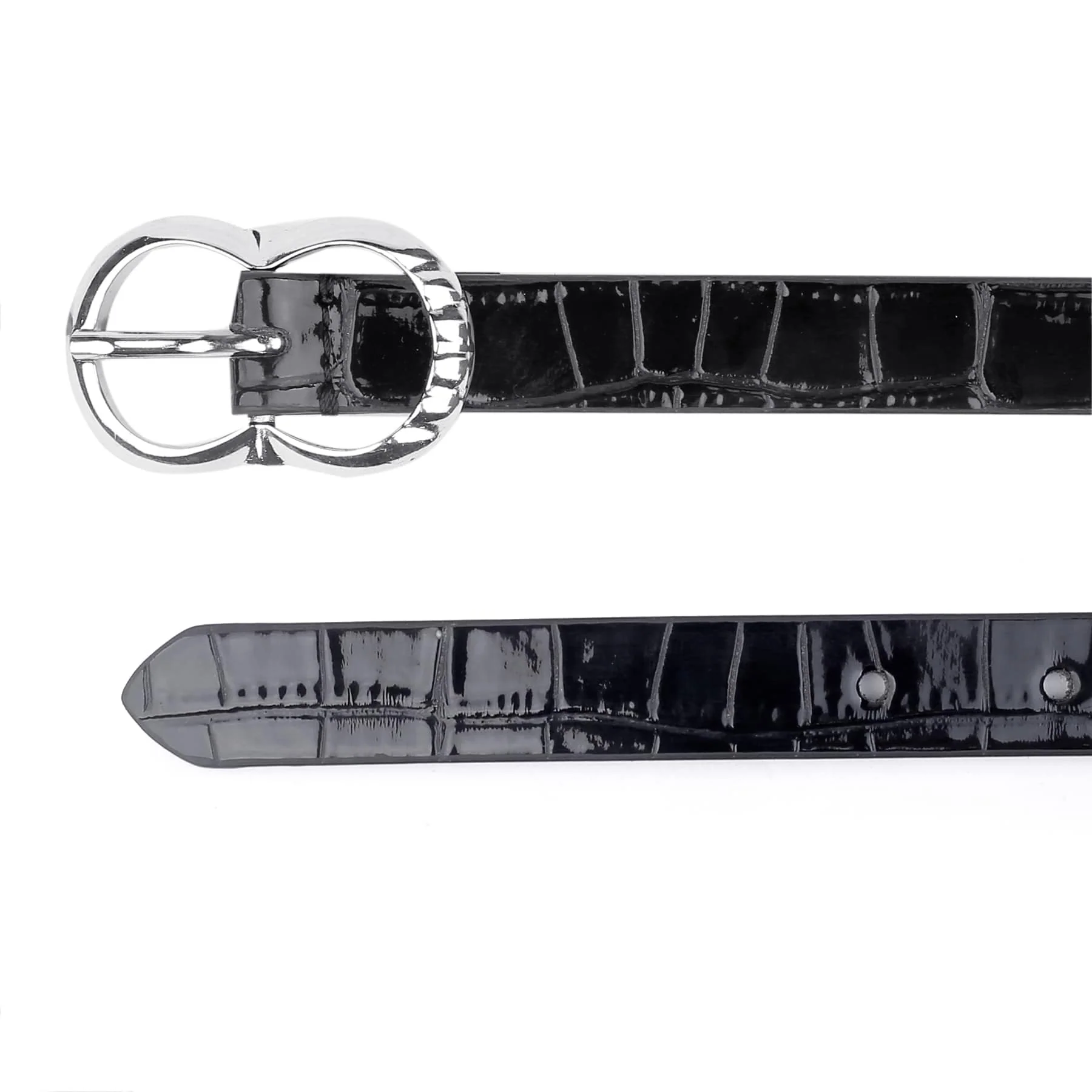 Bacca Bucci Women Leather Belts with Imported Nickle Free Buckle | Width : 20 MM | Croco Luster Belt - Image 10
