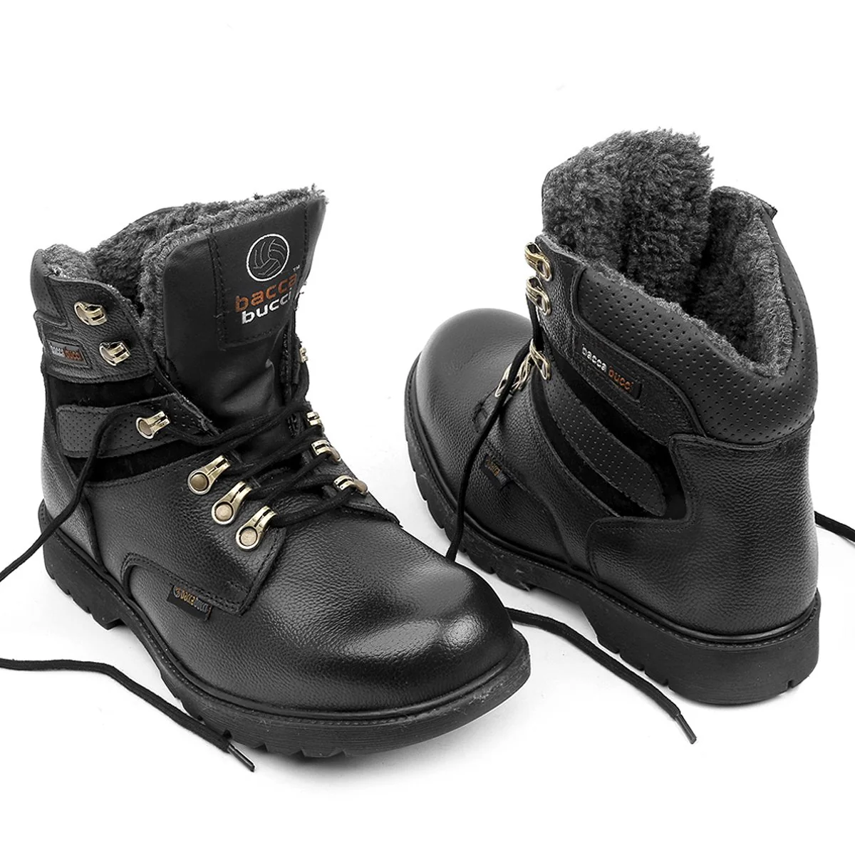 Bacca Bucci 6 Inches Steel Toe Cap Genuine Leather Boots with Fur - Image 6